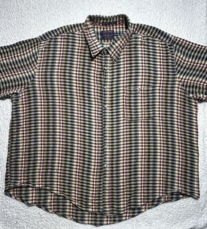 Club House Members Only Men's 4XL Shirt Plaid Long Sleeve 100% Cotton